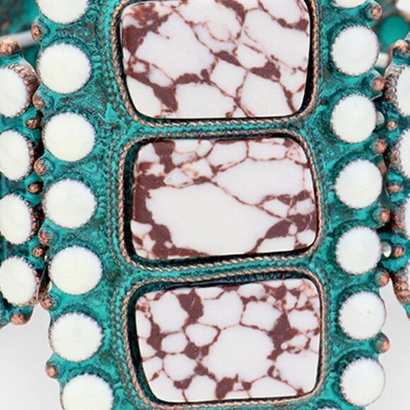 Patina Verdigris White Howlite Western  Bracelet - Picture 3 of 6